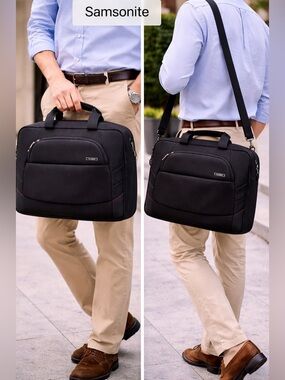 Samsonite Black Laptop Briefcase with Shoulder Strap